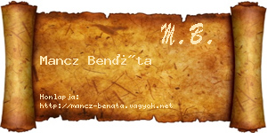 Mancz Benáta névjegykártya